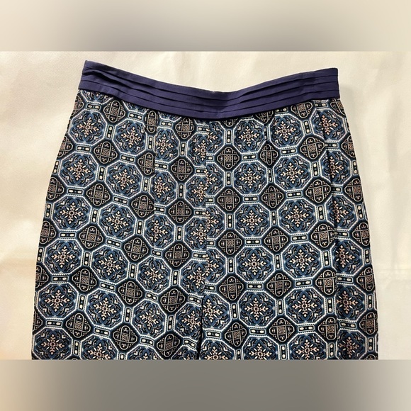 Anthropologie Blue Patterned Straight Leg Pants - Picture 11 of 13